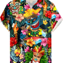 Mens Button Down Short Sleeve Shirt Shirt Collar Abstract Printed Shirts Casual Beach Tops. Size M