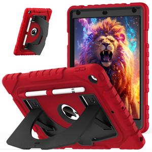 OKP Case for iPad 9th/ 8th/ 7th Generation 10.2 Inch (2021/2020/2019), Shockproof Rugged Heavy Duty i Pad 9 8 7 th Gen Protective 10.2'' Cover with Pencil Holder/Kickstand, Red+Black