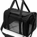 Dog Carrier for Pets, Up to 25 Lbs, Collapsible Travel Carriers for Puppy with Shoulder Strap and Removable Mat, 20x13x13 Inch, Black