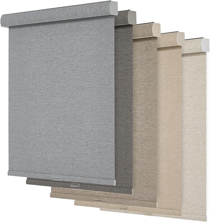 Persilux Blackout Roller Shades for Windows,Cordless,Linen Fabric,Roller Blinds for Windows,Thermal Insulated Fabric UV Protection,Window Shades for Home,Office,Bedroom,Door,Blackout-Grey,Custom Now