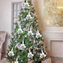 2 x Christmas Sliver Metal Jingle Bells with White Bow and Marry Christmas Pendant Vintage Xmas Tree Hanging Ornament for Holiday Home Winter Decoration