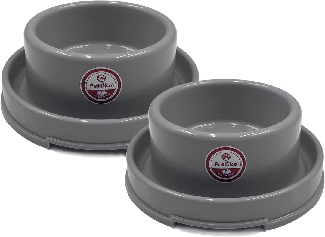 PetLike Dog Bowls Pet Food Bowls, No Spill Cat Food Bowl Water Food Feeder Pet Dishes for Cat Puppies Small Medium Dogs (2 Pack, Grey)