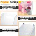 Qunclay 6 Plastic Freezer Organizer Bins with Wheel Set Clear Tall Narrow Kitchen Pantry Organizer Snack Storage Containers for Office Refrigerator(10 x 13.3 x 6.7inches)