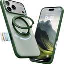 TORRAS 360 Magnetic Stand for iPhone 17 Pro Case, Ostand 3.0[Fit for MagSafe][4X Mil-Grade Shockproof] Rotatable Kickstand Protective Cover, Camera Control Button, Translucent Pine Green, O3 Fitness