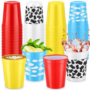 MotiMind 48 Pcs Blue Dog Birthday Party Supplies Reusable 16 oz Plastic Cups Bulk Paw Print Fun Drinkware Cartoon Themed Cups Orange Blue Dog Party Decorations for Baby Shower Birthday