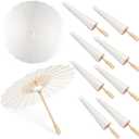 MOTOTO 8 Pieces 33 Inches White Paper Umbrellas Parasol Chinese Japanese Oiled Paper Umbrellas Decorative DIY Painting Parasol for Wedding Bridal Party Decor