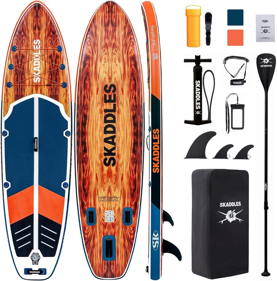106 Inflatable Stand Up Paddle Board (SUP) for Adults and Youth with Non-Slip Deck Complete Accessories Kit, for Fishing, Yoga, Fitness & Family Fun