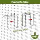 6 Pair Expandable Literature Display Shelf for Pegboard, Metal Wire Peg Board Magazine Holder, Pegboard Shelves Accessory for Trade Shows, Exhibitions, Offices, and Retail Stores, Black