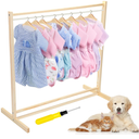 Estune Dog Garment Rack with 12 Wood Pet Clothes Hanger Wooden Dog Dress up Storage Small Closet Pet Clothes Organizer Accessories for Doll Cat and Puppy(Medium)