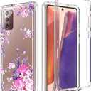 Case for Galaxy Note 20 5G, for Samsung Note 20 Clear Case for Girls, Soft TPU 360 Full Body Shockproof Hybrid Bumper Crystal Clear Phone Case Cover for Samsung Galaxy Note 20 (Rose Flower)