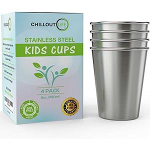 Stainless Steel Kids Cups 8 oz - Stainless Steel Small Children Cups for Home & Outdoor Activities, BPA Free Unbreakable Premium Stackable Metal Drinking Glasses (4-Pack) Stainless Steel Kids Cups 8 oz - Stainless Steel Small Children Cups for Home & Outdoor Activities, BPA Free Unbreakable Premium Stackable Metal Drinking Glasses (4-Pack)
