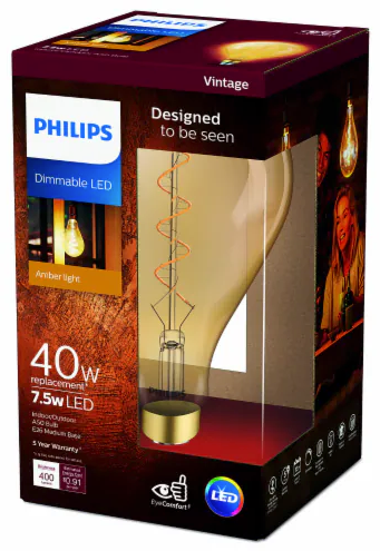 Philips Dimmable LED Amber light 40W 7.5w LED Vintage