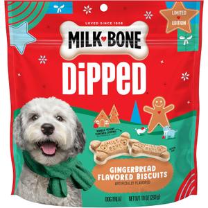 Milk-Bone Dipped Gingerbread Artificially Flavored Dog Biscuits, 10 oz Bag (EXP 01/01/27)