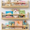 Harwaya Natural Wood Wall Bookshelf for Kids Bedroom Set of 3, 24 Inch Wooden Floating Nursery Book Shelves for Baby Boy Girl Room, Wall Mounted Toddler Book Shelf for Toy Organizers and Storage