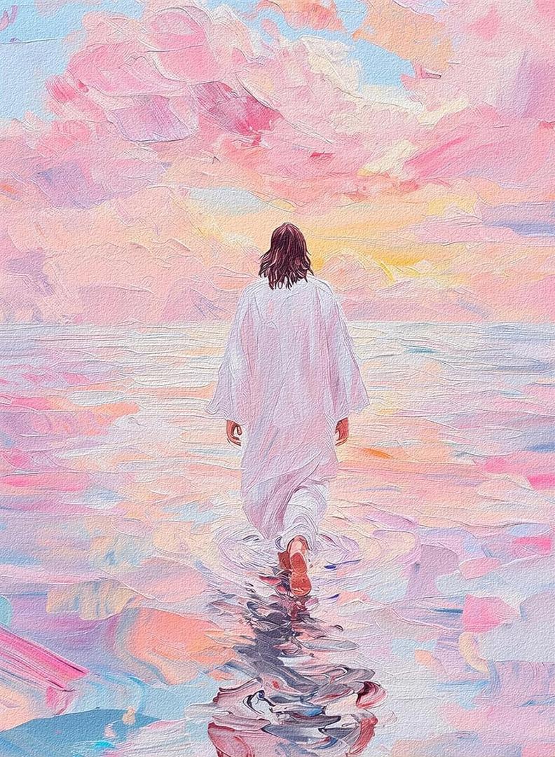 Paint by Numbers for Adults and Kids, Pink Wall Art Religious Christian Painting by Number Kits On Canvas, Jesus Number Artist Paint by Number Kit Funny DIY, Home Wall Decor, Gifts 10X13.78in (YH02157)