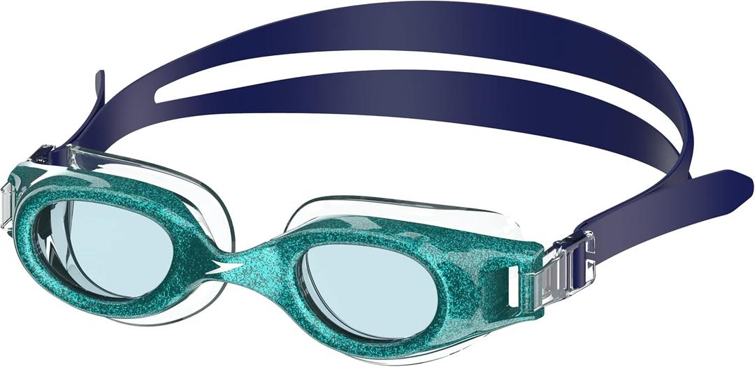 Speedo Kids' Swim Goggles Hydrospex Ages 6-14 (Enamel Blue Glitter/Celeste)