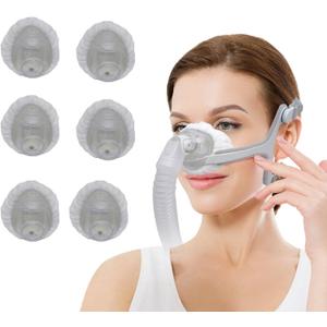 6 Pack Nasal CPAP Mask Liners Compatible with N20 Nasal Mask Cushions Soft Thin Blanket Style Absorb Oils and Moisture Reducing Redness Enhanced Comfort (Raw White) (Medium)