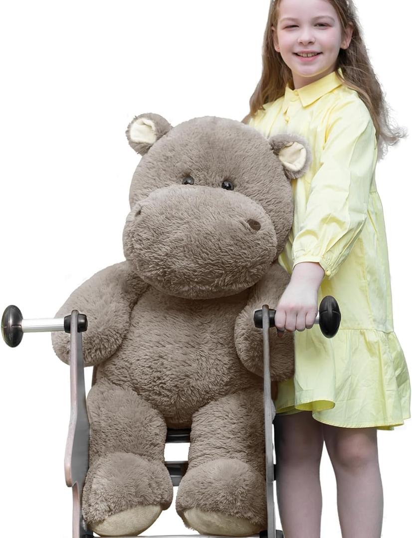 Giant Humongous Hippo Stuffed Animals 36", Oversized Toy Plush Gift for Kid, Gray