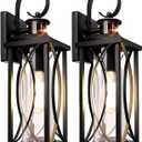 DBF Motion Sensor Outdoor Wall Lights, 2 Pack Outdoor Porch Lights Dusk to Dawn, Anti-Rust Exterior Light Fixture Waterproof with Glass & E26 Socket Wall Sconce for House Garage Patio Doorway, Black
