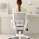 NEO CHAIR Office Desk Computer Chair Ergonomic Mesh Gaming Cushion Seat with Comfy Lumbar Mid Back Support Adjustable Height Swivel Rolling Wheels for Home Task (Ivory)