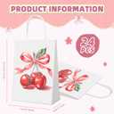 24 Pcs Coquette Pink Bow Paper Gift Bags Cherry Bow Birthday Party Favor Goodie Candy Bags with Handles for Bridal Engagement Party Supplies 8.3 x 5.9 x 3.1 in