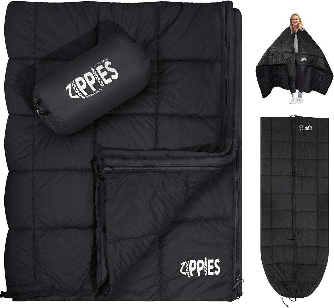 3M Thinsulate Insulation Puffy Camping Blanket for Cold Weather, Queen Size Warm Camping Quilt with Zipper, Waterproof Outdoor Sleeping Bag for Hammock, Cozy & Versatile Gift for Men and Women (Black)