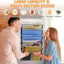 Magnetic File Holder, 6-Tier Foldable No Drilling Magnetic File Folder Holder, Space-Saving Black Magnetic Hanging File Organizer for Whiteboard, File Cabinets, Refrigerator, Office, Kitchen