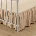 Bed Skirt Full Size, Ruffled Bed Skirts with Split Corners, 18 Inch Drop Striped Boho Full Size Dust Ruffle Bed Skirt with Platform, Light Camel, 18'' Full