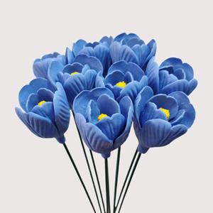 Simulated Flowers, Handmade ceramic tulips, Home Decorations, Living Room vases,ceramic Floral Decorations, Creative Gifts for Floral Arrangements providing long-lasting beauty Set of 9 (blue)