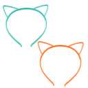 lasenersm 12 Pieces Plastic Cat Ears Headband Multicolor Cat Ear Headbands Headwears for Women Makeup Daily Decorations (At Least 10 Colors)