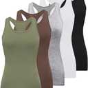 BQTQ 5 Pack Racerback Tank Tops for Women Sleeveless Workout Tank Top Ladies Undershirts Slim Fit Tanks Tops, Size: S