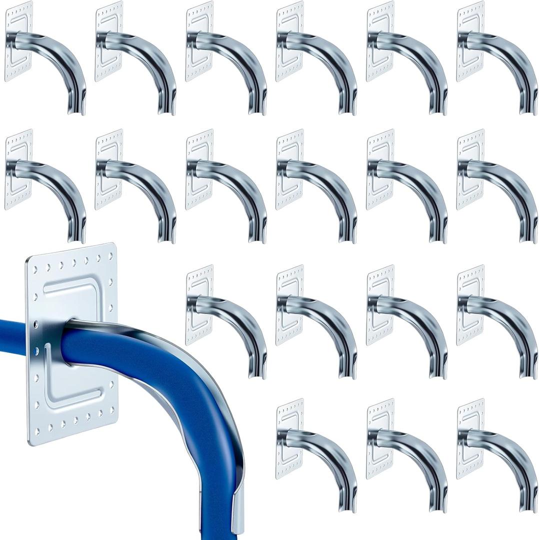 Pack of 20 Pex Tubing Bend Support Mounting Plate, Galvanized Metal, Provides 90 Degree Turns for Pex Pipes (1/2 Inch)