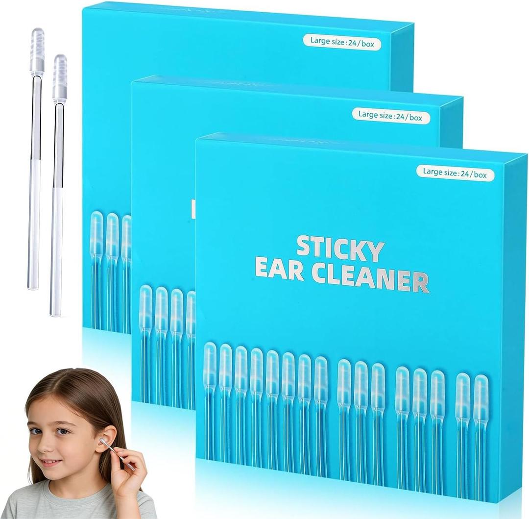 Sticky Ear Cleaning Stick, Reusable Ear Cleaning Tools with Soft Rubber Head, Gentle Adhesive Ear Pick for Ear Wax Cleaning, Adhesive Ear Cleaning Sticks for All Ages (3 Box)