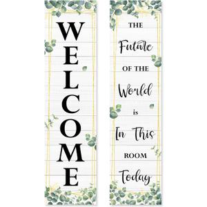 Eucalyptus Welcome Poster Decorations Greenery Inspirational Classroom Posters Positive Back To School Classroom Banner for Preschool Elementary Middle High School Bulletin Board Posters Decor