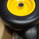 2PC 13x5.006 flat free tire and wheel, Universal 3/4" Bearings & Extra 5/8" Bearings, lawn mower tires, 350lbs Load Capacity, front tires for zero turn mowers Adjustable Center Hub (3.2" to 5.1").