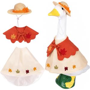 3 Pcs Fall Porch Goose Outfits Maple Goose Clothes for 23" Cement Goose Set