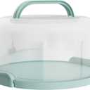 Cake Carrier with lid and Handle - Multipurpose Cake Stand with Lid for 10 Cake, Pie, Cupcakes - Cake Holder & Lid, Plastic Cake Container, Round Cake Cover for Transport & Storage (Seafoam Green)