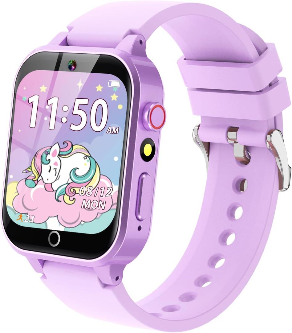 Kids Smart Watch with HD Touchscreen, 26 Games, Camera, Video, Music Player, Pedometer - Educational Gift for Girls Ages 6-12