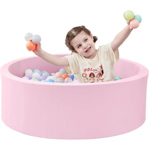 Ball Pit for Toddlers, 35.4"x 11.8" Foam Ball Pits, Indoor Soft Round Baby Playpen for Children, Ideal Gift for Toddlers, Pink, (Balls not Included)
