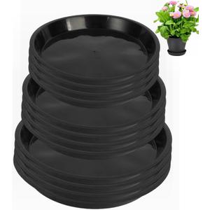 12 Pack Plant Saucer 8 10 12 Inch Plastic Plant Tray, Sturdy and Durable Flower Pot Container Accessories Plant Pot Saucers for Indoor and Outdoor (8 10 12 Inch, Black)