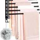 Swivel Towel Rack, 12.6 Inch Towel Bar with Wall Mounted 180 Rotation, 6 Arms Towel Hanger SUS 304 Stainless Steel, Space Saving for Kitchen, Bathroom, Outdoor, Matte Black