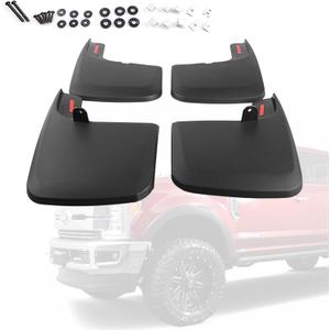 Mud Flaps Splash Guards for Ford F-250 F-350 2017-2024 (w/Single Rear Wheels & w/OEM Fender Flares) All Weather Mudflaps Mud Guard for Trucks Front Rear Set 4pc / No Need to Drill Holes