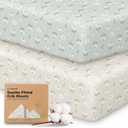 KeaBabies 2-Pack Organic Crib Sheets for Boys, Girls - 52x28 Fitted Crib Mattress Sheet Neutral, Breathable Jersey Cotton Cover for Baby Bed, Toddler Mattress, Soft & Cute Prints (Daisies)