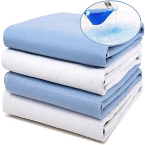 4 Pack Bed Pads for Incontinence Washable 28" x 36",Waterproof Bed Pads,Adult Washable Incontinence Bed Pads for Adults,Dog,Kids