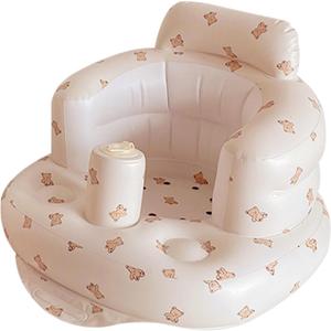 Baby Inflatable Seat, Bear Pattern Built-in Inflatable Baby Seat, Baby Support Seat, Baby Shower Chair, Summer Toddler Chair for Sitting Up, Baby Bath Seat for 0-5 Years Old Kids