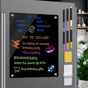 16"x12" Acrylic Magnetic Dry Erase Board for Fridge, Clear Acrylic Magnet Calendar for Refrigerator,Includes 6 Kinds Products Set(Black Blank) 16"x12" Acrylic Magnetic Dry Erase Board for Fridge, Clear Acrylic Magnet Calendar for Refrigerator,Includes 6 Kinds Products Set(Black Blank)