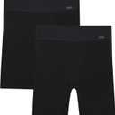 Hanes Women's Moves Underwear, Anti-Chafe Slip Shorts, Microfiber Slip Shorts for Women, 2-Pack (Medium, Black/Black)