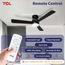 TCL Ceiling Fans with Lights, 42 inch 3 blades Low Profile and Remote Control, Reversible, Flush Mount, 3CCT, Dimmable, Noiseless, Black Ceiling Fan for Bedroom, Indoor/Outdoor Use (Black, 42 Inch)