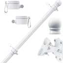 PHITRIC Flag Pole Kit, Tangle Free Spinning Stainless Steel Rustproof Flagpole for 3x5 Sports Fan Outdoor Flags for Outside House (White, 5FT, with Bracket)