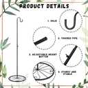 Blulu 2 Pack Adjustable Black Iron Shepherds Hook 34"-55" Shepherds Hook Metal Hummingbird Feeder for Wedding Event and Home Decor Garden Outdoor Plants Lantern Mason Jar Wind Chimes Wedding